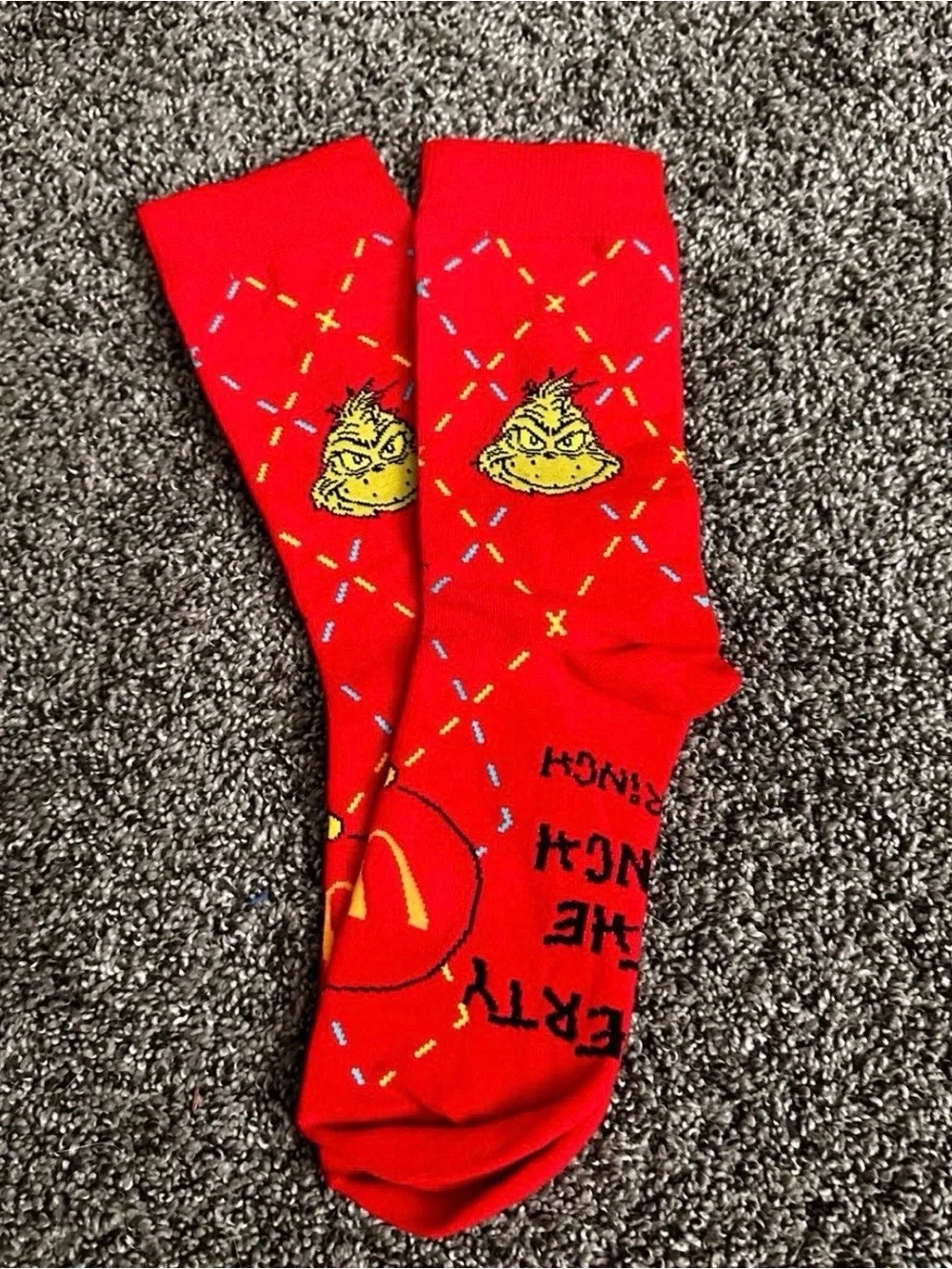 McDonald’s grinch red socks 0422